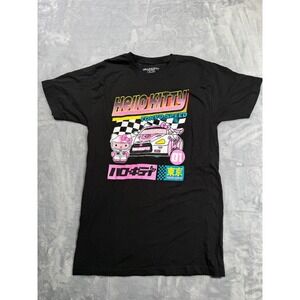 Bioworld Hello Kitty Tokyo Speed Racing Kanji Graphic T Shirt Black Small
